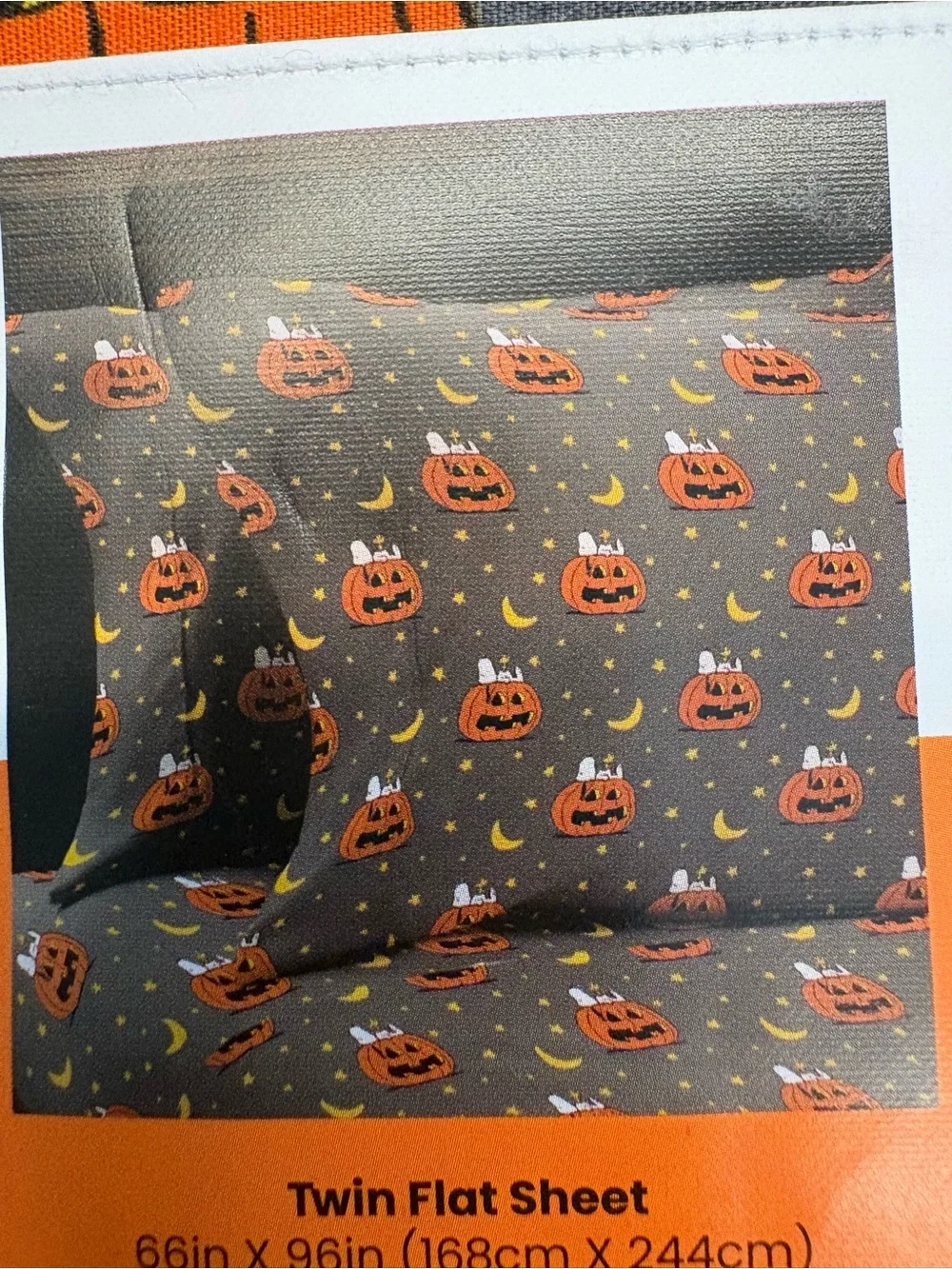 Peanuts Snoopy Halloween Gray 3PC Twin Sheet Set-Pumpkin Moon Star